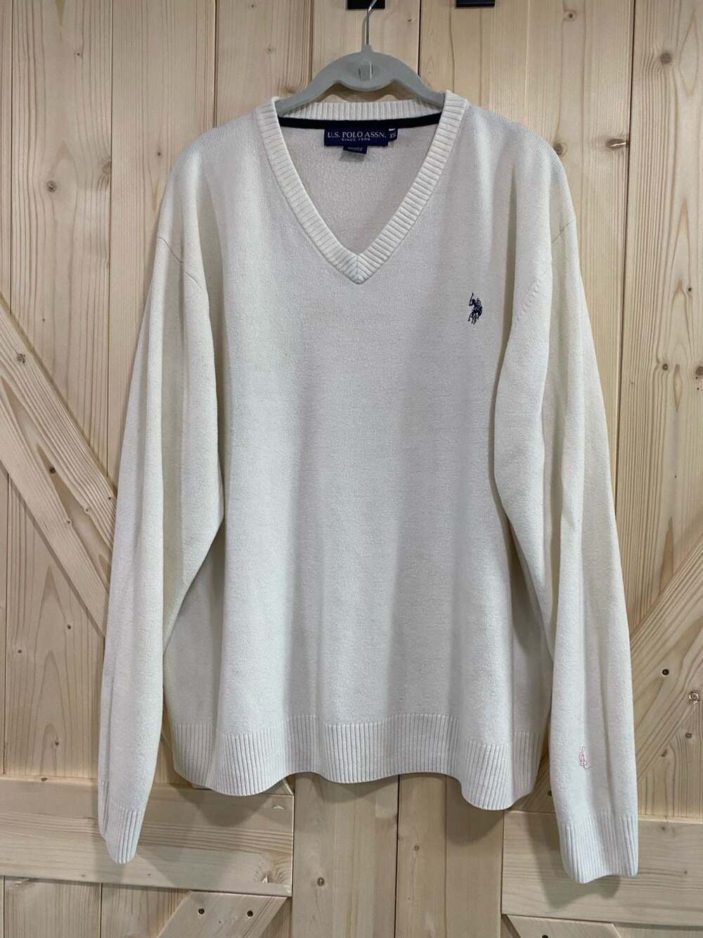 U.S. Polo Assn. Men's Solid V-Neck Sweater White XXL